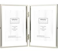YiPinYin Silver 4x6''Double Floating Frame For Photo Sizes 2x3'',3.5x5'', For Desk/Shelf Display,Gift Choice Photo Frame for Wedding, Christmas,Home or Office Decor
