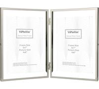 YiPinYin Silver 5x7''Double Floating Frame For Photo Sizes 3.5x 5'',4x6'',Metal Photo Frames 5x7''For Counter Shelf Display,Gift Choice for Wedding,Christmas,Birthady,Home or Office Decor.
