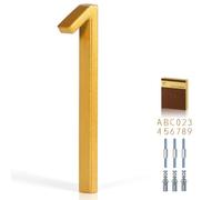 YIPLED 5 Inch House Numbers for Outside, Metal Address Number 1 - Modern Design, Weather-Resistant Gold Powder Coated Finish, No Fading (Gold)