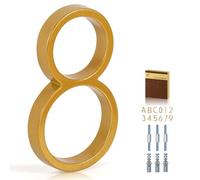 YIPLED 5 Inch House Numbers for Outside, Metal Address Number 8 - Modern Design, Weather-Resistant Gold Powder Coated Finish, No Fading (Gold)