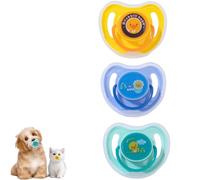 YIPSKIRZY 3PCS Puppy & Kitten Pacifier Chew Toys, Safe Silicone Teething Soother with Dust Cover, Durable Teething Toy for Small Dogs & Cats, Cute Comfort Pacifier Set