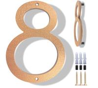 YIPUKIYI 8 Inch Floating Modern House Numbers For Outside Large House Numbers For Outside, Exterior Black Shadow Modern Home Address numbers With Easy Mounting Nail Kits, Visibility BRASS COLOR number