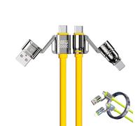 YipuVR Liquid Silicone 4-in-1 Fast Charging Cable, 240W Super-Fast USB/USB-C Multi-Charger CableSmart Chip Protection for Laptops, Phones & Tablets (Yellow)