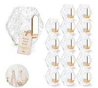 YipuVR Water Ripple Hexagonal Self Adhesive Hooks,Decorative Stick on Hooks,No-Drill Install,5kg Weight Capacity,Waterproof PET, Strong Adhesive,Ideal for Bathroom,Kitchen,Entryway (Gold-15PCS)