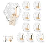 YipuVR Water Ripple Hexagonal Self Adhesive Hooks,Decorative Stick on Hooks,No-Drill Install,5kg Weight Capacity,Waterproof PET, Strong Adhesive,Ideal for Bathroom,Kitchen,Entryway (Gold-10PCS)