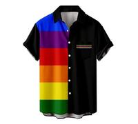 YIQAUMA Men's LGBT Button Down Shirt Gay Pride Shirts Rainbow Flag LGBTQ Ally Gift, B-lgbtq, XL