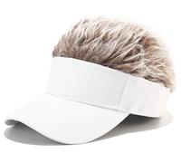 Yiqeenho Visor Cap with Fake Hair for Men Novelty Baseball Cap Golf Hats Wig Hat White Coffee Hair