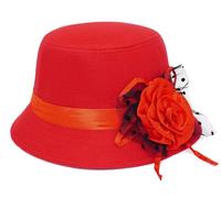 Yiqeenho Women Felt Cloche Hat 1920s Vintage Bowler Hats Fedora Bucket Hat Red