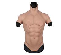 YIQI Silicone Muscle Chest Realistic Male Chest Vest Abdominal Muscle Simulation Skin Silicone Soft, Nude, Large/X-Large