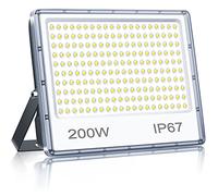 YIQIBRO 200W LED Floodlight Outdoor, IP67 Waterproof Security Lights 1 Pack | 6500K Daylight LED Flood Lights Outdoor, 20000LM Spotlight Wall Light for Garden, Garage, Warehouse, Workshop, Factory, Loft