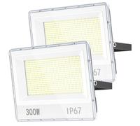 YIQIBRO 300W Outside Security Light 2 Pack - 30000LM Outdoor Lights Mains Powered IP67 Waterproof, 7000K LED Floodlight for Garden/Yard/Patio