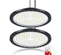YIQIBRO LED Garage Lighting 100W 2 Pieces, 10000LM Super Bright UFO Lighting Workshop, IP65 Waterproof LED Lamp Outdoor, 7000K Cool White Ceiling Light for Garage, Warehouse, Workshop, Basement