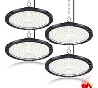 YIQIBRO LED Garage Lighting 100W 4 Pieces, 10000LM Super Bright UFO Lighting Workshop, IP65 Waterproof LED Lamp Outdoor, 7000K Cool White Ceiling Light for Garage, Warehouse, Workshop, Basement