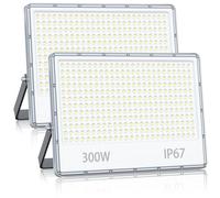 YIQIBRO LED Security Lighting Floodlight 300W - 30000LM IP67 Waterproof Outdoor Flood Lights Mains Powered, 7000K Cold White Outside Lights Mains Powered for Garden, Patio, Yard(2 Pack)