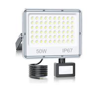 YIQIBRO Security Lights Outdoor Motion Sensor 50W - 5000LM IP67 Waterproof LED Security Lights with Motion Sensor Mains Powered, 7000K Cold White Pir Floodlight Outdoor for Garden, Patio(1 Pack)
