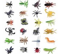 Yiqicomle 24Pcs Realistic Mini Beasts & Bugs Toy Set for Kids, Soft Plastic Insects Including Ladybird Bee Dragonfly, Safe Fake Bug Models for Children’s Collecting, Laying Games Party Bag Fillers
