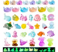 Yiqicomle 40 Pcs Mini Ocean Resin Animals, Luminous Tiny Sea Animals Figurines Little Marine Miniature Aquarium Ornaments for DIY Fish Tank Fairy Garden Dollhouse Decor