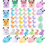 Yiqicomle 53pcs Glow Resin Animals, Tiny Luminous Resin Animals Little Small Animal Figurines Glow in the Dark Tiny Panda Rabbit Duck for Dollhouse Fairy Garden Landscape Aquarium Decor
