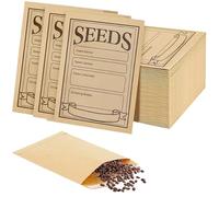 Yiqicomle 60Pcs Seed Envelopes, Mini Brown Packets Envelopes Self Sealing Storage for Flower Vegetable Seeds Collection (3.15x4.72in)