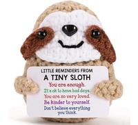 Yiqicomle Positive Crochet Sloth, Emotional Support Inspirational Cute Knitted Handmade Funny Sloth with Positive Card Gifts for Women Men Friends Home Office Decor