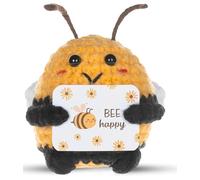 Yiqicomle Positive Honeybee, Handmade Mini Crochet Bee with Positive Affirmations Card, Cute Knitted Bee as Gift and Home Decor