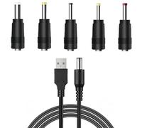 Yiqicomle Universal USB to DC Power Cable, 1m 5V Charger Cord with 5 Connectors for Webcam, Router, Bluetooth Speakers and More 5V Devices