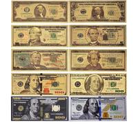 YIQILAFADA 10 pcs Set Dollar Bills Black Bill, New 100 Dollar Bills 100/50/20/10/5/2/1 2 Bill 20 Bill for Gift