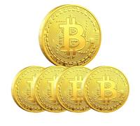YIQILAFADA 5pc Bitcoin Souvenir Coin with Display Case - Crypto Collectible Coin Blockchain Cryptocurrency (Not Real Cryptocurrency)