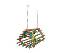 YiQinzcxg Bird Playstand Toy Birdcage Hangable Tunnel Wood Beads Swing Bird Standing Perch Foraging Exercising Toy For Cockatoos