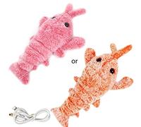 YiQinzcxg Rechargeable Moving Shrimp Toy For Cats Flopping Plush Lobster 3 Beating Modes Interactive Pet Chew Kitten