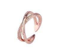 YIQPKUM Adjustable Rose Gold Plated Triple Band Rings Stainless Steel Cubic Zirconia Jewellery Fashion Statement Gifts for Women (Rose Gold Plated)