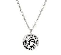 YIQPKUM Artistic Greek Dionysus Necklace Circular Disc Pendant God of Wine Jewellery for Women Stainless Steel Accessories Charms Mythic Gifts (Silver Plated)