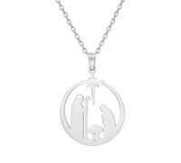 YIQPKUM Artistic The Star Of Bethlehem Necklace Pendant Religious God Jewellery for Women Stainless Steel Hollow Accessories Charms Gifts (Silver Plated)