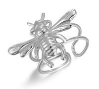 YIQPKUM Elegant Honey Bumble Bee Rings for Women Insect Lovers Adjustable Open Band Jewelry Stainless Steel Animals Accessories Statement Gifts Charms (Silver Plated)