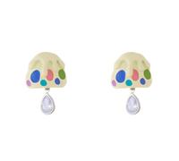 YIQPKUM Polka Dot Cloud Mushroom Earrings for Women Statement Jewelry Cream Crystal Teardrop Charms Lightweight Dangle Gifts (Multi)