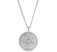 YIQPKUM Protection Amulet Necklace Stainless Steel Pendant Seal of the Seven Archangels Locket with Ancient Symbols Religious Jewelry for Women Gifts, M, Alloy Steel, No Gemstone