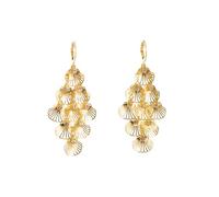 YIQPKUM Shell Cascade Chandelier Leverback Earrings for Women Elegant Statement Lightweight Jewelry Charms Gifts (Gold Plated)