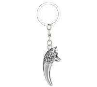 YIQPKUM Unique Fang Wolf Head Keychains Gifts Wild Animals Keyring Handbag Car Keys Accessories Charms for Women (Silver Plated)