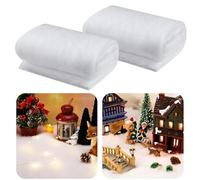 YIQUDUO Christmas Fake Snow Blanket- 2 Pack 3 x 8 Ft Artificial Snow Blanket for Christmas Village Displays, Soft and Fluffy Snow Cover Blankets for Christmas Tree Skirt, Party Table Runner