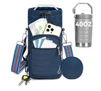 YIQUN Water Bottle Carrier Bag with Strap Insulated Water Bottle Carrier Sling Bag with Phone Pocket for Walking, Hiking, Cycling, Water Bottle Holder with Strap (Blue, L (40oz-64oz))