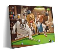 YiQuSoft Arthur Sarnoff - The Hustler, Dogs Playing Pool 1960s Poster Art Canvas Painting Decor Wall Print Photo Home Modern Decoratives Frame-style 24x36inch(60x90cm)