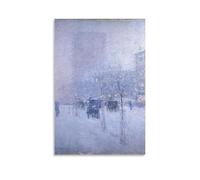 YiQuSoft Childe Hassam Late Afternoon, New York, Winter, C. 1900 Poster Painting On Canvas Wall Art Scroll Picture Print Living Room Walls Decor Homes Unframe-style 08x12inch(20x30cm)