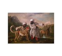 YiQuSoft George Stubbs Cheetah And Stag with Two Indians Poster Canvas Wall Art Decorative Bedroom Modern Home Print Picture Artworkss Unframe-style 16x24inch(40x60cm)