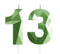 Yiran 13th Birthday Candles, Green Number 13 Candle for Cake, Happy Birthday Candles, Green Cake Topper Decorations for Birthday Party Baby Shower Wedding Anniversary