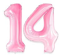 Yiran 14 41 Balloon Number Pink 14 41 Giant Large Number 1 & 4 Number 14 41 Foil Mylar Balloons Sweet 14th 41st Birthday Party Anniversary Decorations Supplies for Girls Women Birthday Balloons 32inch