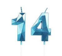 Yiran 14th Birthday Candles, Number 14 Candle, Blue Candles, Birthday Candle for Cake, Happy Birthday Candle, Cake Candles Cake Topper Decor for Boys Men Birthday Party Wedding Anniversary Supplies