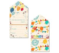Yiran 16x Balloon Themed Birthday Party Invitations For Kids, Suitable For Boys And Girls Party Invites, Birthday Party Supplies Baby Shower Invites Double-Sided Printed Eco-friendly Ready to Write