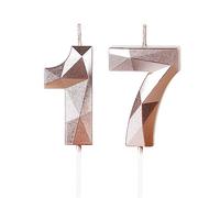Yiran 17th Birthday Candles, Number 17 Cake Topper Decorations, Rose Gold, Happy Birthday Candle, Wedding Anniversary