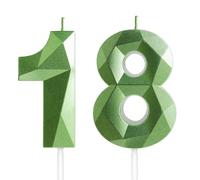 Yiran 18th Birthday Candles, Green Number 18 Candle for Cake, Happy Birthday Candles, Green Cake Topper Decorations for Birthday Party Baby Shower Wedding Anniversary