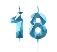 Yiran 18th Birthday Candles, Number 16 Candle, Blue Candles, Birthday Candle Cake, Happy Birthday Candle, Cake Candles Cake Topper Decor Birthday Party Wedding Anniversary Supplies (LZ-LS-18)